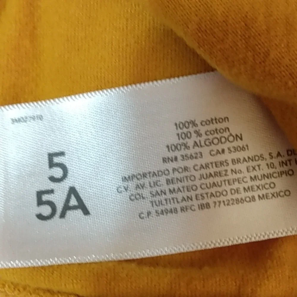 Carters‎ Kid Girls Long Sleeve Shirt Love Is The Answer Mustard Yellow Size 5